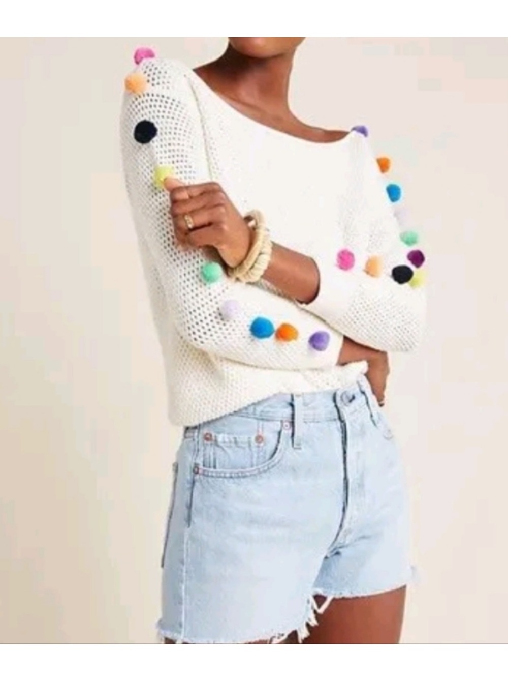 Anthropologie Emilia Pommed Multi Color Funky Sweater XS